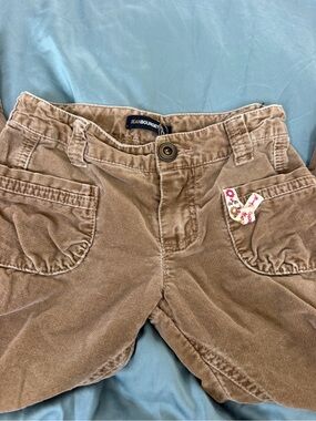 Jean Bourget Brown Corduroy Pants with Embroidered Accent